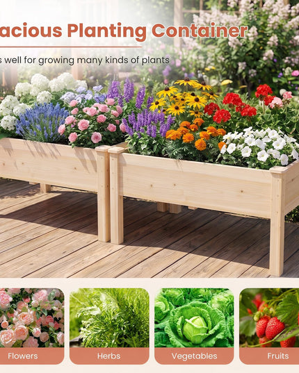 GIANTEX 48" Raised Garden Bed with Drainage Holes & Slotted Corner Posts (1/2)