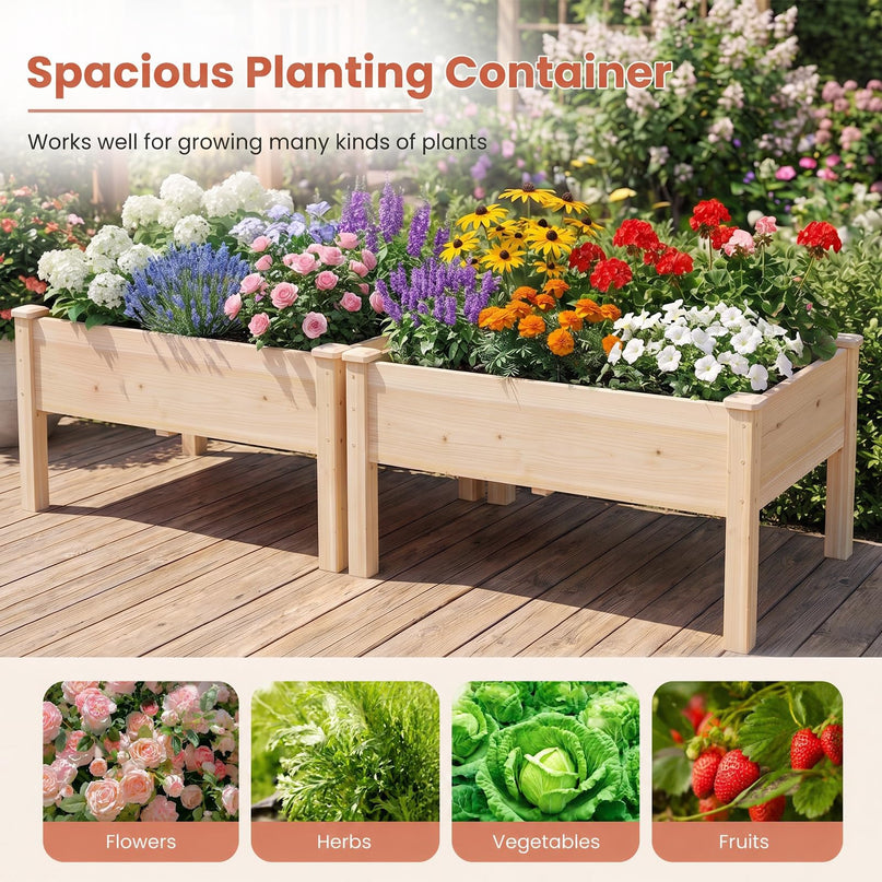 GIANTEX 48" Raised Garden Bed with Drainage Holes & Slotted Corner Posts (1/2)