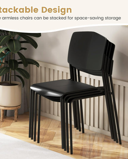 Giantex Stackable Dining Chairs Set, Modern Kitchen Chairs w/Metal Legs & Curved Back, Load up to 350 LBS