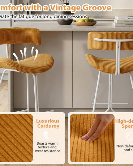 Giantex 25" Fabric Upholstered Armless Counter Height Chairs with Metal Legs & Footrest (2/4)