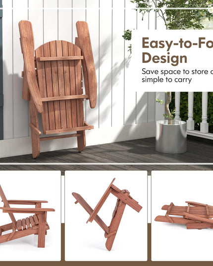 Giantex Foldable Adirondack Chair Set of 1/2/4 - Folding Front Porch Chairs with High Back, Wide Armrests, 400 LBS Max Load