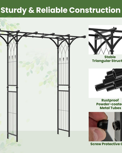 Giantex Garden Arch Trellis, Wedding Arbor for Ceremony Party, 79''W x 81''H, Metal Garden Arbor for Climbing Plants Rose