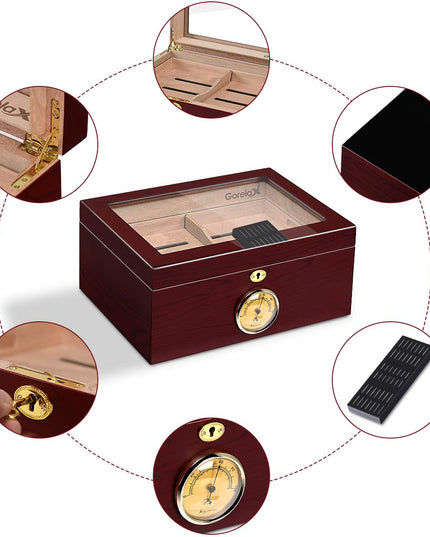 Giantex Desktop Cigar Humidor Tempered Glasstop Lockable