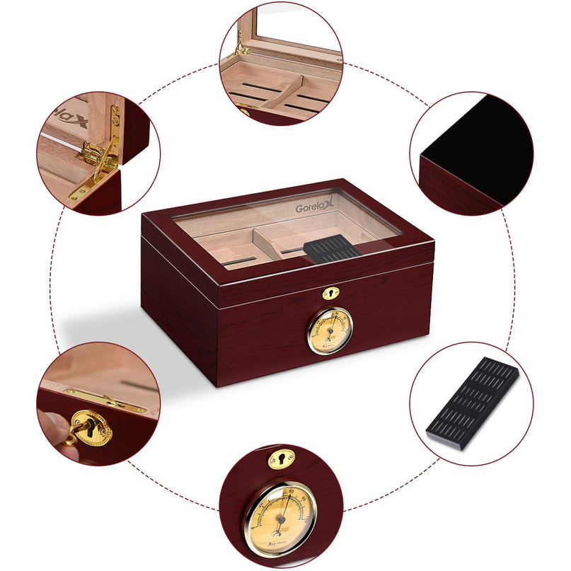 Giantex Desktop Cigar Humidor Tempered Glasstop Lockable