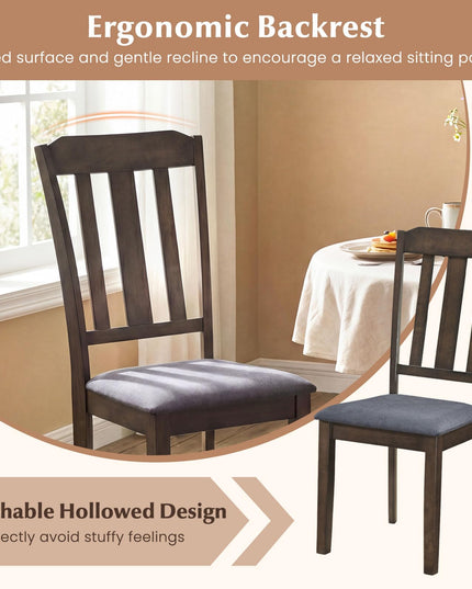 Giantex Wood Dining Chairs Set with Comfortable Backrest & Padded Seat
