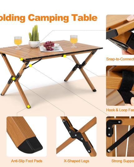 Giantex Folding Camping Table, Roll-Up Folding Table w/Carry Bag