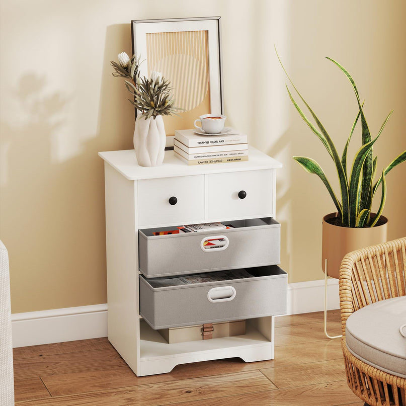Giantex Nightstand with 4 Storage Drawers for Bedroom Living Room Hallway