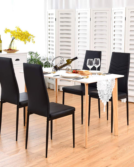 4 Dining Chairs, High Back Dining Side Chairs w/PVC Leather & Non-Slip Feet Pads