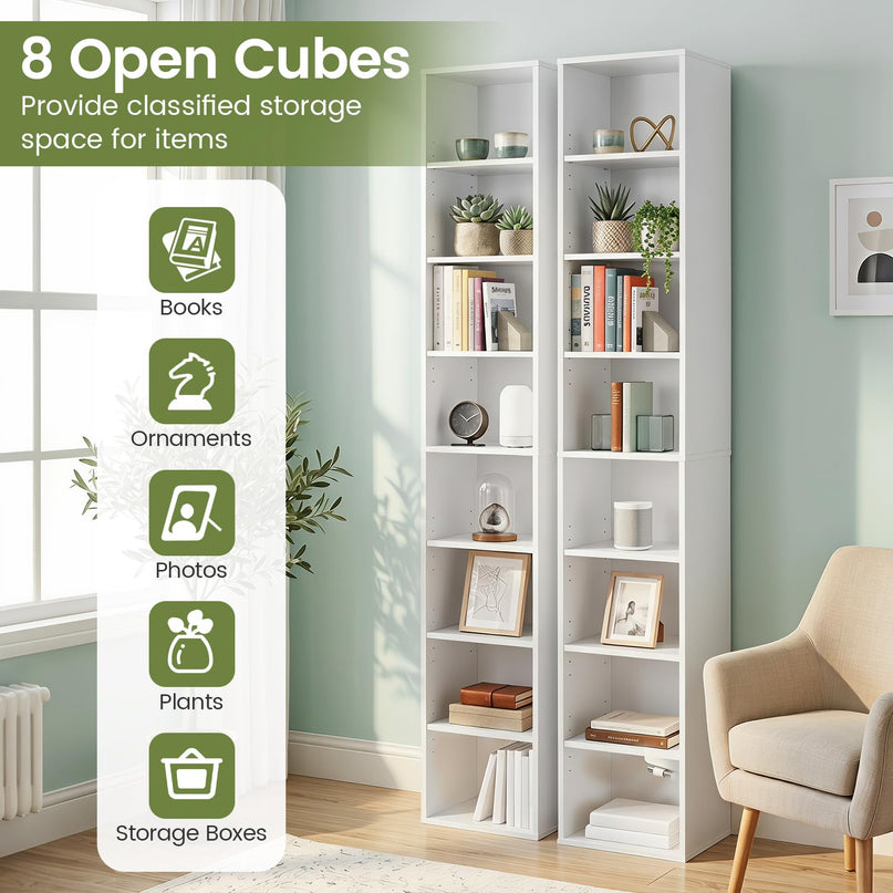 Giantex 8-Tier Slim Media Tower Rack for Home Office