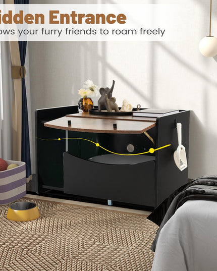 Giantex Cat Litter Box Enclosure - Hidden Cat Washroom Furniture with Rolling Pull-Out Drawer