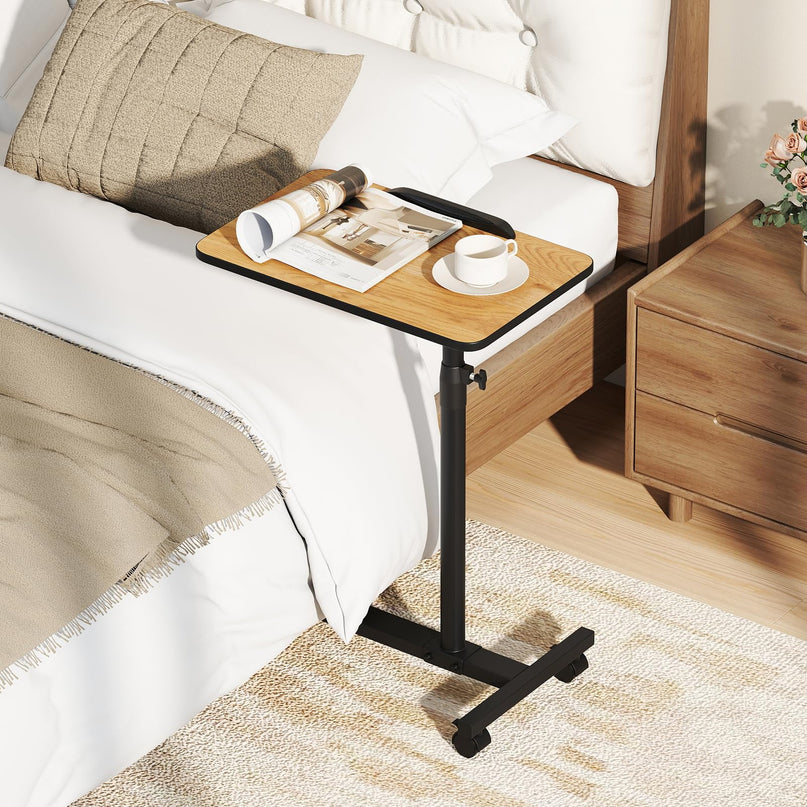 Giantex Overbed Table with Wheels Medical Adjustable Bedside Table