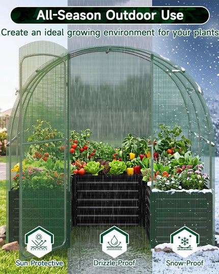 6.5 x 6.5 Ft Walk-in Greenhouse with Raised Garden Bed