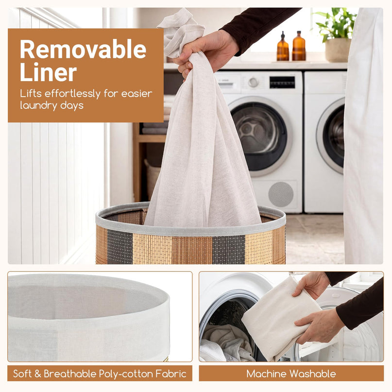 Giantex 13.2 Gal Large Capacity Clothes Hamper w/Removable & Machine-Washable Liner & 3 Handles