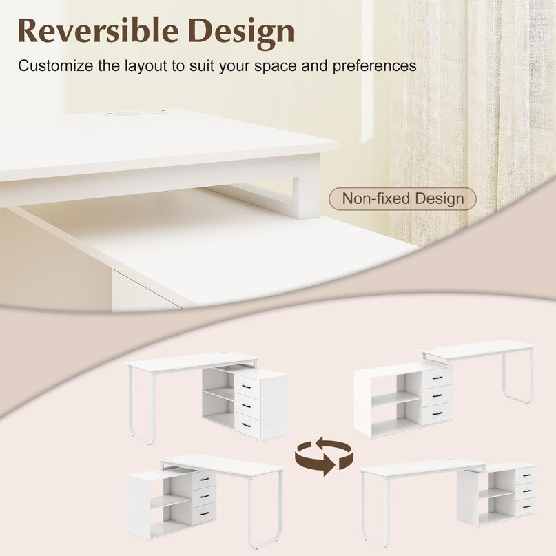 Giantex 55 Inch L-Shaped Desk with Charging Station