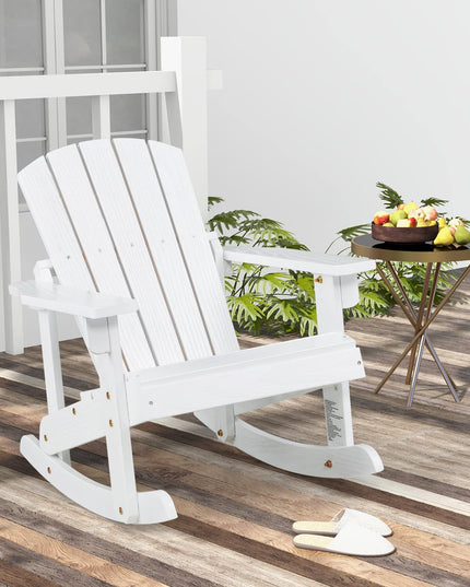Giantex Wooden Adirondack Rocking Chair - Kids Outdoor Adirondack Rocker with Slatted seat, Smooth Rocking Feet