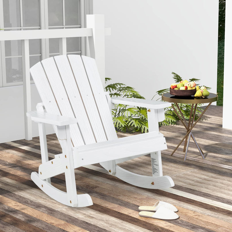 Giantex Wooden Adirondack Rocking Chair - Kids Outdoor Adirondack Rocker with Slatted seat, Smooth Rocking Feet