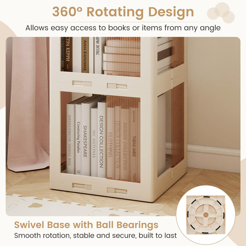 Giantex 3-Tier Spinning Bookcase with 360° Swivel Base