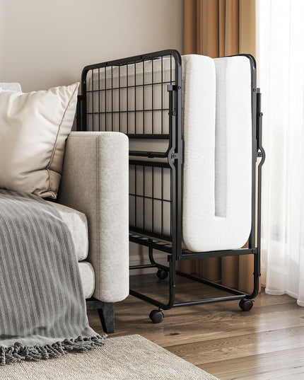 Giantex Twin Folding Bed with Mattress, Roll Away Bed Portable Guest Bed w/Sturdy Metal Frame