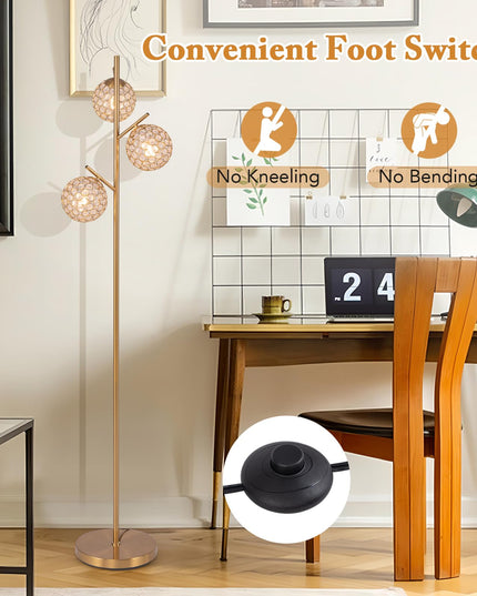 Giantex 3 Globe Floor Lamp - Mid Century Modern Floor Lamps for Living Room, Acrylic Lampshade