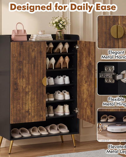 Giantex 7-Tier Wooden Shoe Storage Cabinet w/Door