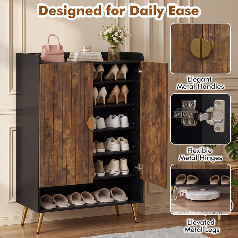 Giantex 7-Tier Wooden Shoe Storage Cabinet w/Door