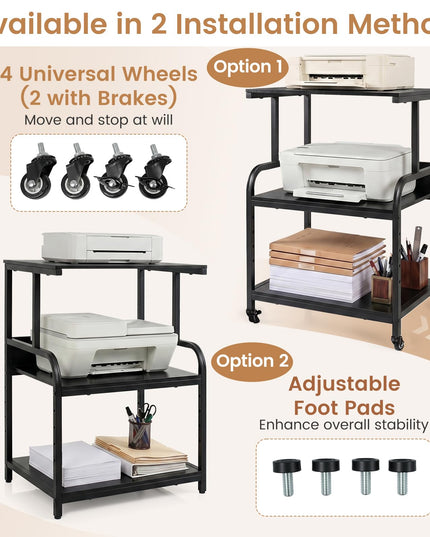 Giantex Rolling Printer Stand with Adjustable Storage Shelf