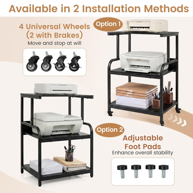 Giantex Rolling Printer Stand with Adjustable Storage Shelf