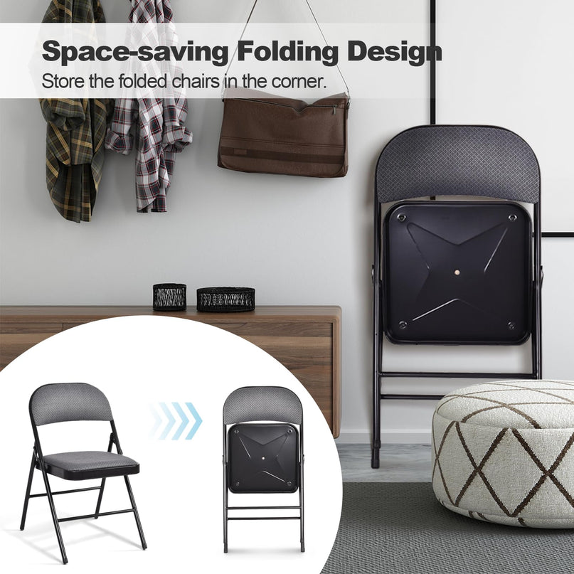Giantex 6-Pack Folding Chairs Set - Waiting Room Chairs with Metal Frame