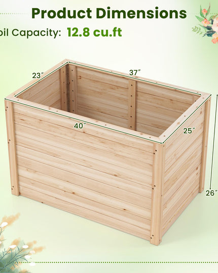 Giantex 40"x25"x26" Elevated Planter Box with Open-Ended Base for Deep-Rooted Plant