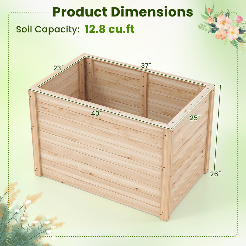 Giantex 40"x25"x26" Elevated Planter Box with Open-Ended Base for Deep-Rooted Plant