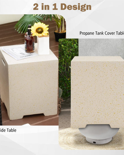 Giantex Propane Tank Cover Table - 16" Square Hideaway Table w/Waterproof Cover and Side Handles