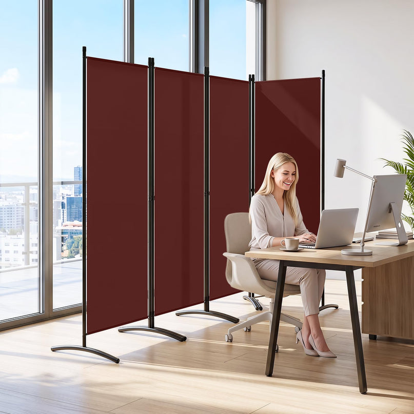 Giantex 4 Panel Room Divider, 5.6Ft Folding Screen, Home Office Freestanding Tall Partition