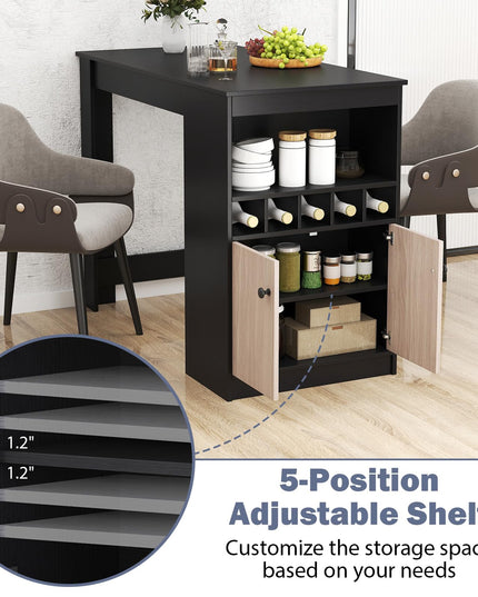 Giantex Counter Height Bar Table with Storage Cabinet