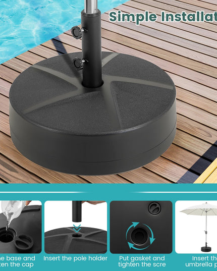 Giantex  88 lbs Fillable Umbrella Stand with 2 Adjustable Knobs & 3 Adapters