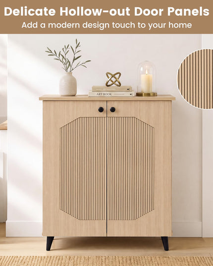 GIANTEX Geometric Shoe Cabinet with 2 Doors