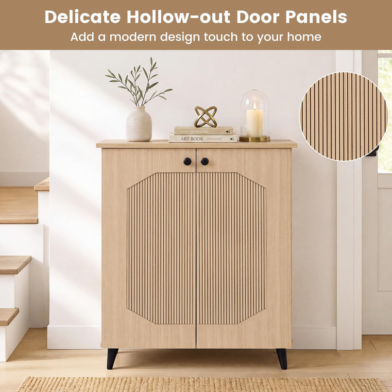 GIANTEX Geometric Shoe Cabinet with 2 Doors