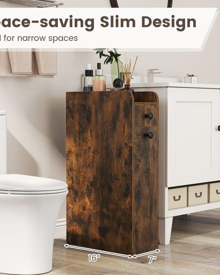 Giantex Slim Bathroom Storage Cabinet Space-Saving Toilet Side Cabinet