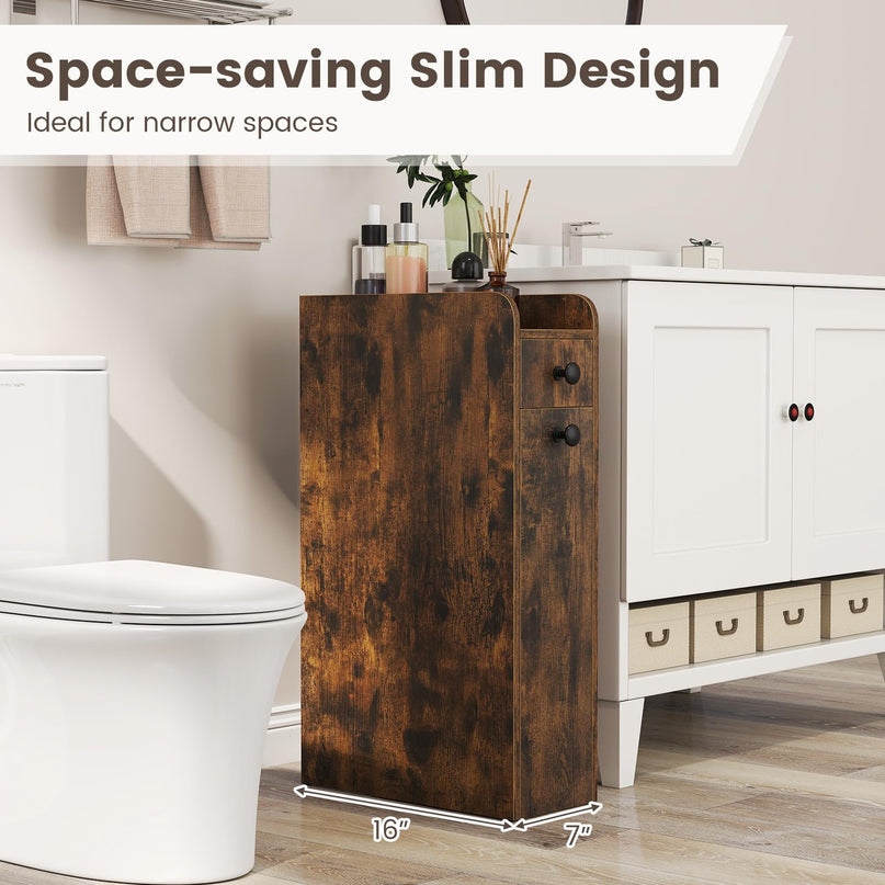 Giantex Slim Bathroom Storage Cabinet Space-Saving Toilet Side Cabinet