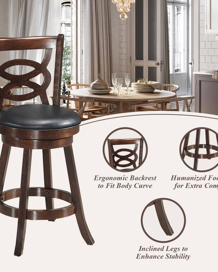 Giantex Bar Stools, Counter Height Dining Chair, Fabric Upholstered 360 Degree Swivel