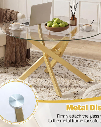Giantex Round Glass Coffee Table 31.5" Modern Center Table