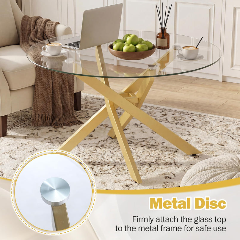 Giantex Round Glass Coffee Table 31.5" Modern Center Table