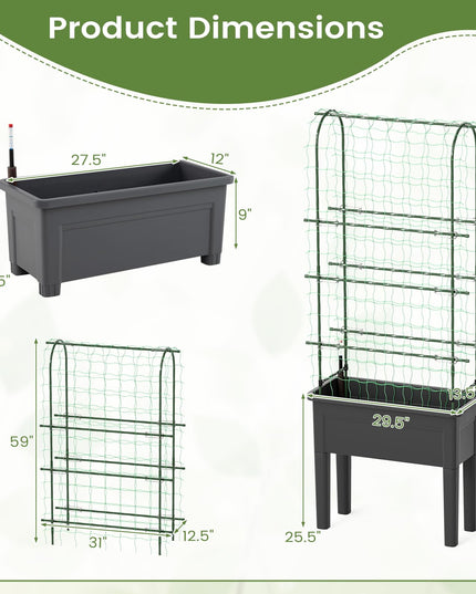 Giantex Raised Garden Bed with Legs & Trellis for Climbing Plant (29.5"x13.5"x76")