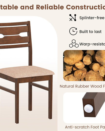 Giantex Wooden Dining Chairs Set of 2/4 Fabric Upholstered Kitchen Armless Chair