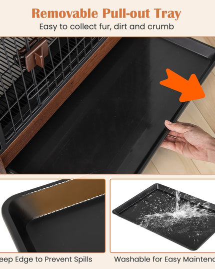 Giantex Dog Crate End Table - Wooden Dog Kennel Furniture with Removable Pull-Out Tray