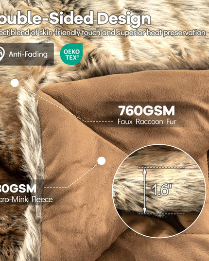 Giantex Couverture en fausse fourrure douce et moelleuse, style raton laveur, de luxe
