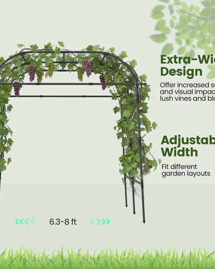 Giantex 7.5FT Tall Adjustable Metal Garden Arch Trellis for Climbing Plants Outdoor