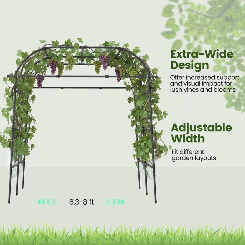 Giantex 7.5FT Tall Adjustable Metal Garden Arch Trellis for Climbing Plants Outdoor