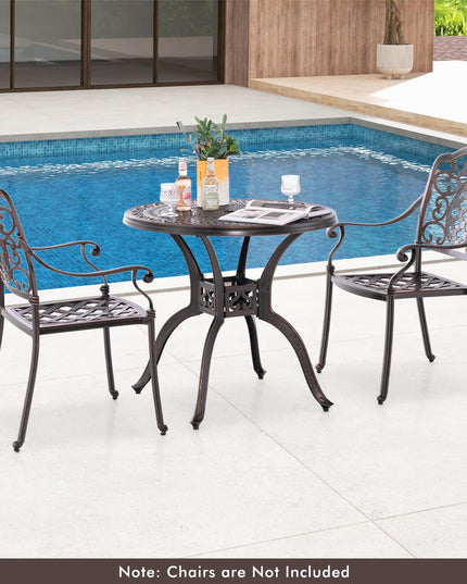 Giantex 31.5" Patio Bistro Table, Cast Aluminum Table Side Table with 2" Umbrella Hole & Adjustable Footpads