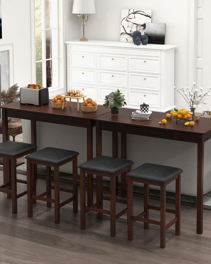 Giantex Dining Table Set for 2, Counter Height Dining Table Set with 2 Bar Stools, Wood Legs, Dinette Table Set