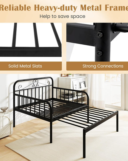 Giantex Metal Twin Bed Frame, Convertible Sofa Bed with Headboard & Armrests, Pull-Out Sleeper Chair Bed